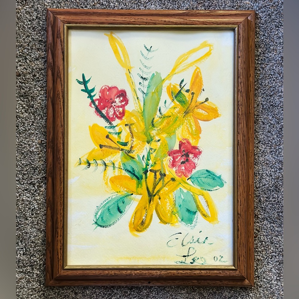 Vintage original flower painting